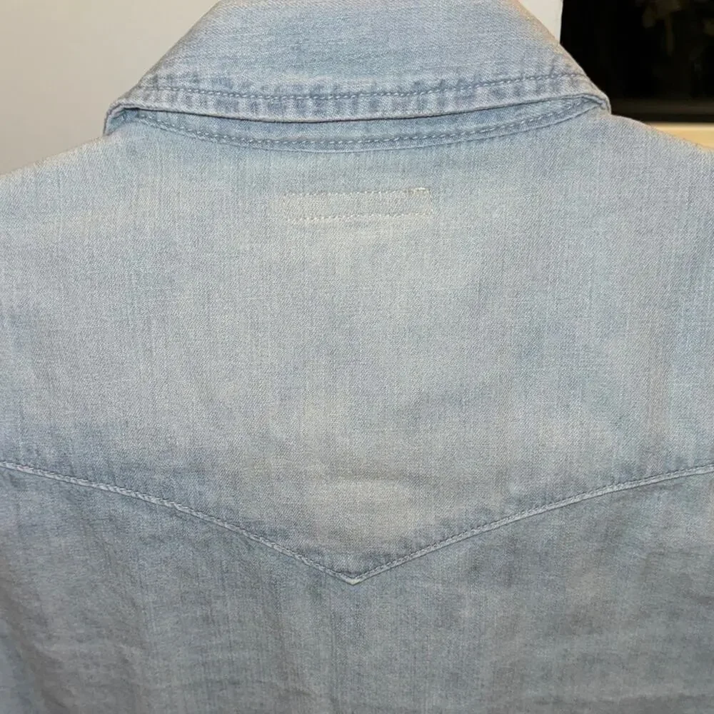 MOTHER The All My Exes Embroidered Denim Shirt Love in an English Garden Small - Picture 9 of 9